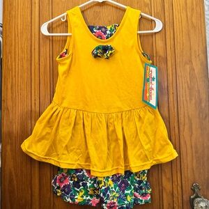 Sunny Yellow Kids One Piece with Floral Accents